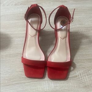 BAMBOO Red Ankle Strap Heels 
Size 8